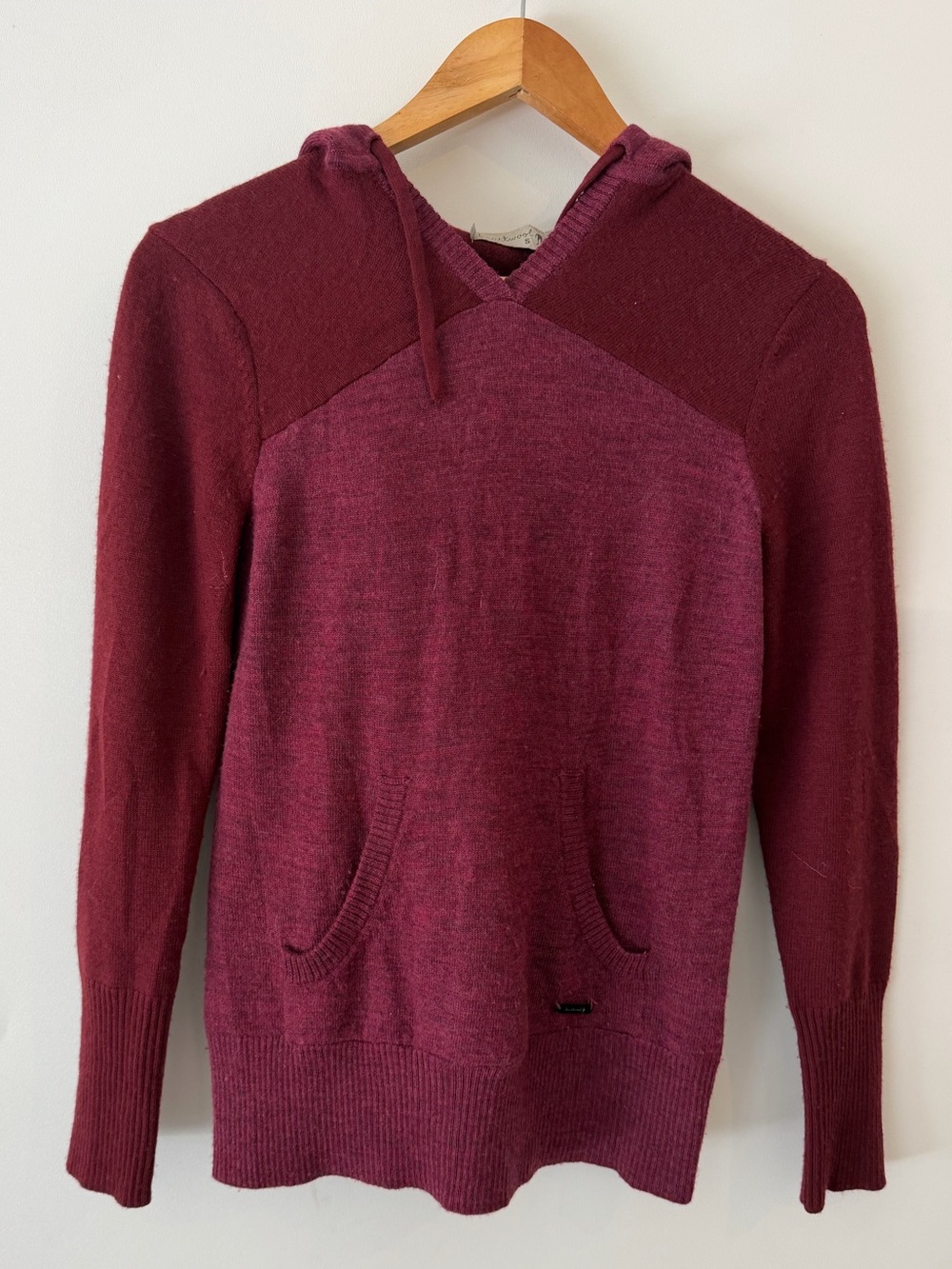 Smartwool Women's Hooded Pullover Sweater Size Small - Burgundy Colorblock